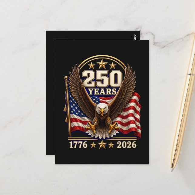 250 år Amerika jubileum 250:e Vykort (Fram/Back In Situ)