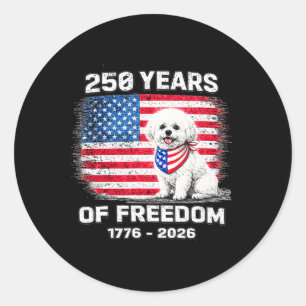 250 år Amerika jubileum Bichon Frise 250-årsjubile Runt Klistermärke