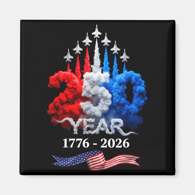 250 år amerikansk 1776 2026 250-årsdag 4:e magnet (Framsidan)