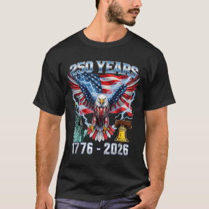 250 år amerikansk 250-årsjubileum USA Flagga 4:e T Shirt
