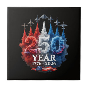 250 år amerikansk 250-årsjubileum USA patriotisk 4 Kakelplatta