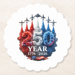 250 år amerikansk 250-årsjubileum USA patriotisk 4 Underlägg Papper