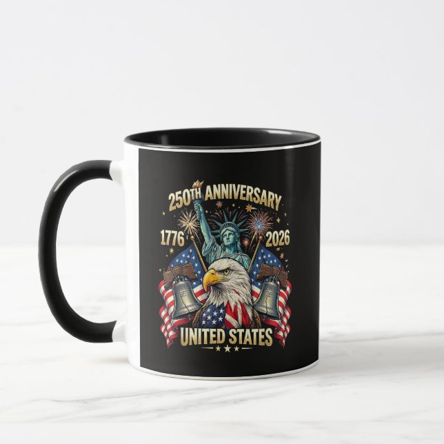 250 år amerikansk årsdag 1776-2026 USA Flagga Mugg (Vänster)