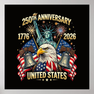 250 år amerikansk årsdag 1776-2026 USA Flagga Poster