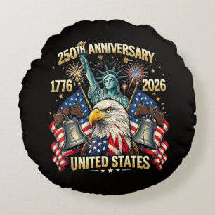 250 år amerikansk årsdag 1776-2026 USA Flagga Rund Kudde