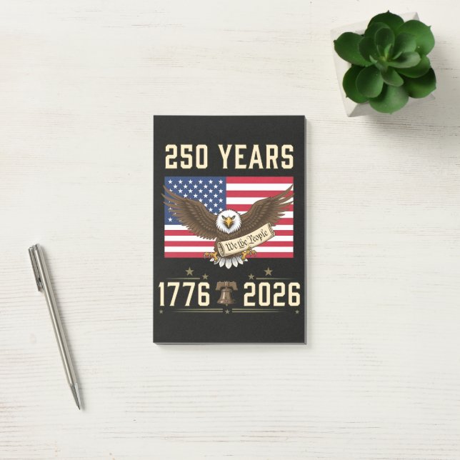 250 år amerikansk arv 1776 2026 post-it block (Kontor)