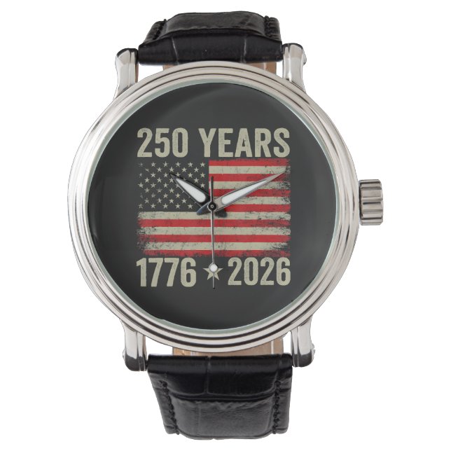 250 år amerikansk flagga 1776-2026 armbandsur (Framsida)
