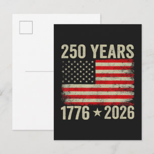 250 år amerikansk flagga 1776-2026 inbjudan vykort