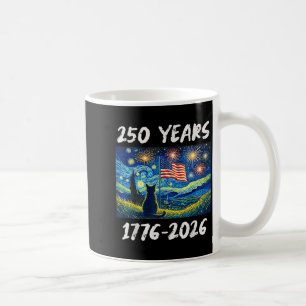 250 år amerikansk flagga 1776-2026 Katt stjärnkväl Kaffemugg