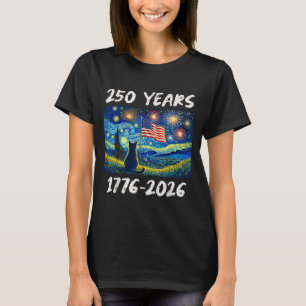 250 år amerikansk flagga 1776-2026 Katt stjärnkväl T Shirt