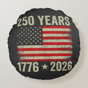 250 år amerikansk flagga 1776-2026 rund kudde