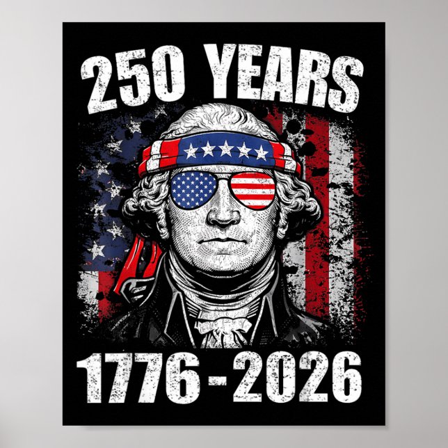 250 år Amerikansk flagga 250-årsjubileum USA 4:e Poster (Framsidan)