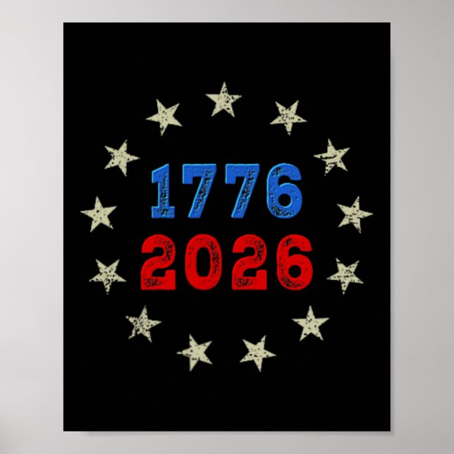 250 år amerikansk flagga (2 sidor) fram och kontro poster (Framsidan)