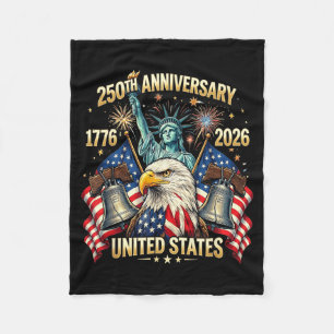 250 år amerikansk jubileum 1776-2026 USA-flagga Fleecefilt