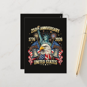 250 år amerikansk jubileum 1776-2026 USA Flagga Helg Vykort