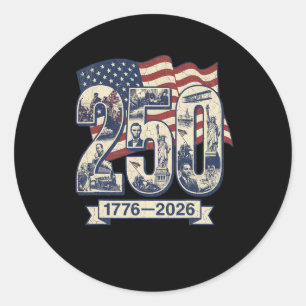 250 år amerikansk jubileum 250-årsfirande 4 juli runt klistermärke