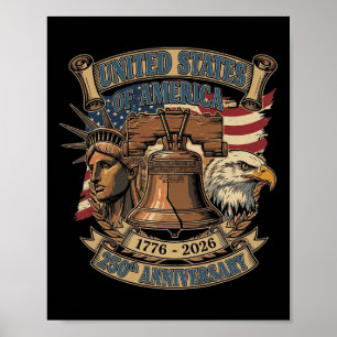 250 år amerikansk patriotisk örn 4:e juli barn poster