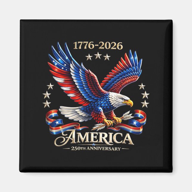 250 år amerikanska 250-årsjubileum 4 juli magnet (Framsidan)