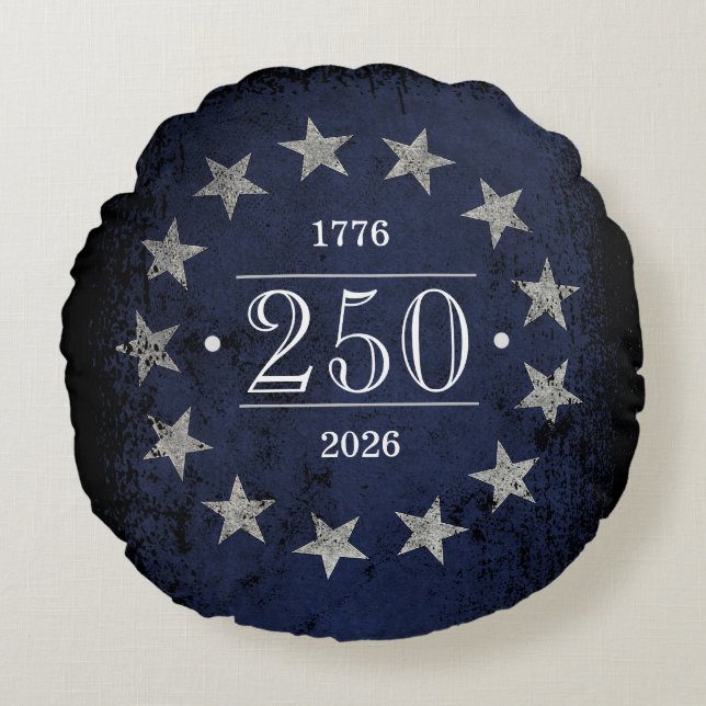 250 år Anpassningsbar Amerikansk Flagga 2-sidig Rund Kudde (Framsidan)