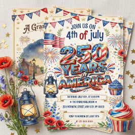 250 år av Amerika 4:e juli-fest Invitation Inbjudningar