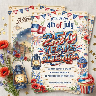 250 år av Amerika 4:e juli-fest Invitation Inbjudningar