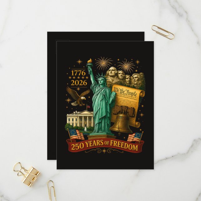 250 år av amerikansk frihet inbjudan vykort (Fram/Back In Situ)