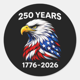 250 år av amerikansk frihet Örn Usa Flagga 4:e jul Runt Klistermärke