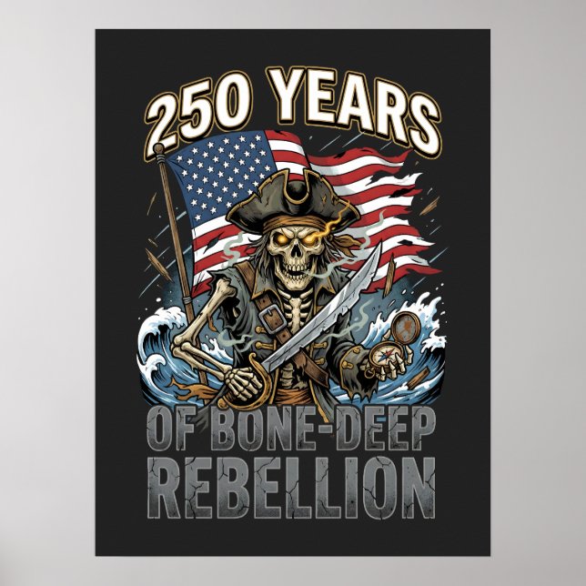 250 år av ben-djup revolt Skelettpirat  Poster (Framsidan)