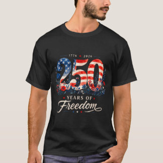 250 år av DOM 1776 Patriotiska blommor Kvinnor 4:e T Shirt