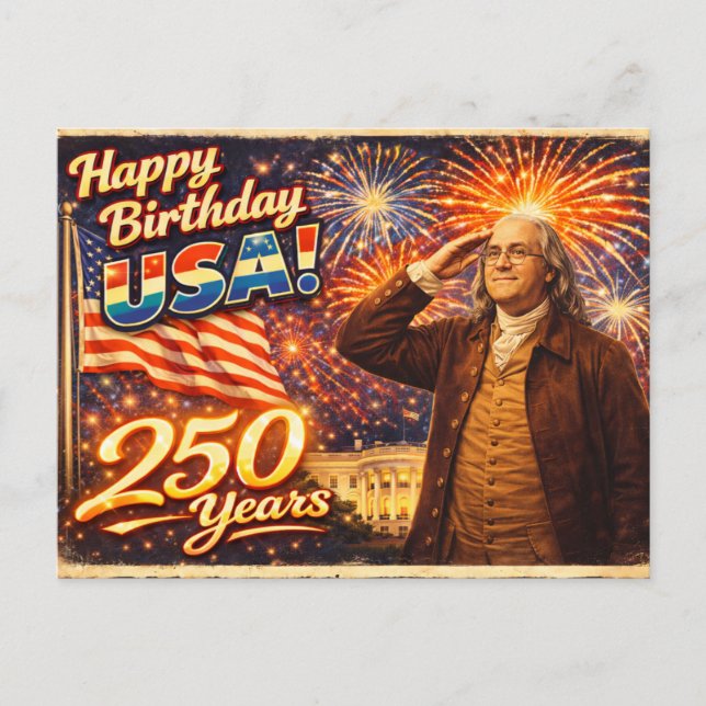 250 år av excellens Benjamin Franklin USA  Vykort (Framsida)