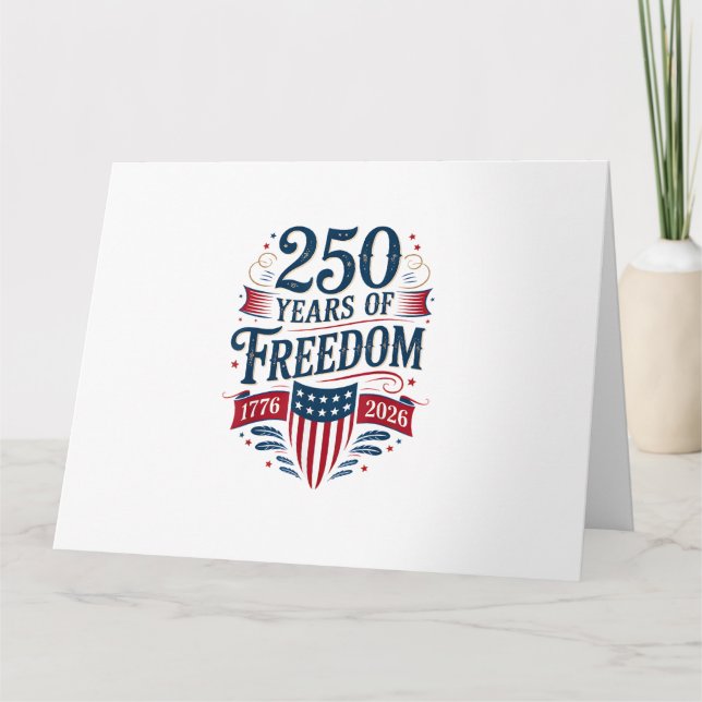 250 år av frihet 1776 2026 4 juli 250-årsjubileum kort (Framsida)