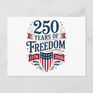 250 år av frihet 1776 2026 4 juli 250-årsjubileum vykort