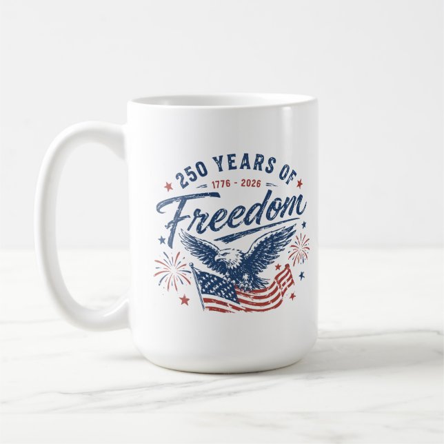 250 år av frihet 1776 2026 Amerikansk örn Kaffemugg (Vänster)