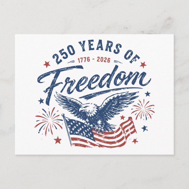 250 år av frihet 1776 2026 Amerikansk örn Vykort (Framsida)
