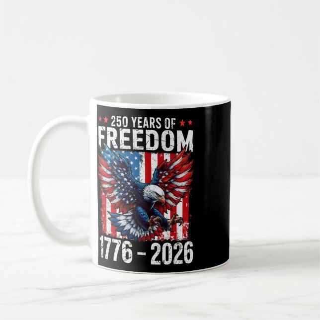 250 år av frihet 1776 2026 Patriotisk Ld Eagle  Kaffemugg (Vänster)