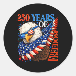 250 år av frihet 1776 2026 Patriotisk Ld Eagle Runt Klistermärke