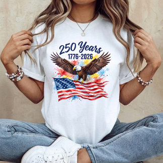 250 år av frihet Eagle USA Flagga Vattenfärg T Shirt