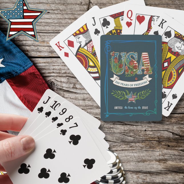 250 år av frihet Elegant Midnight Blue  Casinokort (250 Years of Freedom Midnight Blue Elegant Poker Cards)