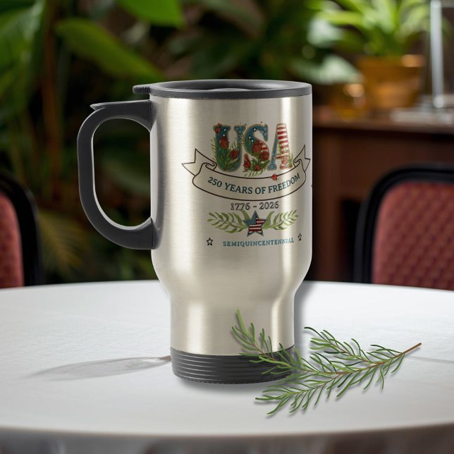 250 år av frihet Elegant Patriotisk Resemugg (250 Years of Freedom Elegant Patriotic Travel Mug)