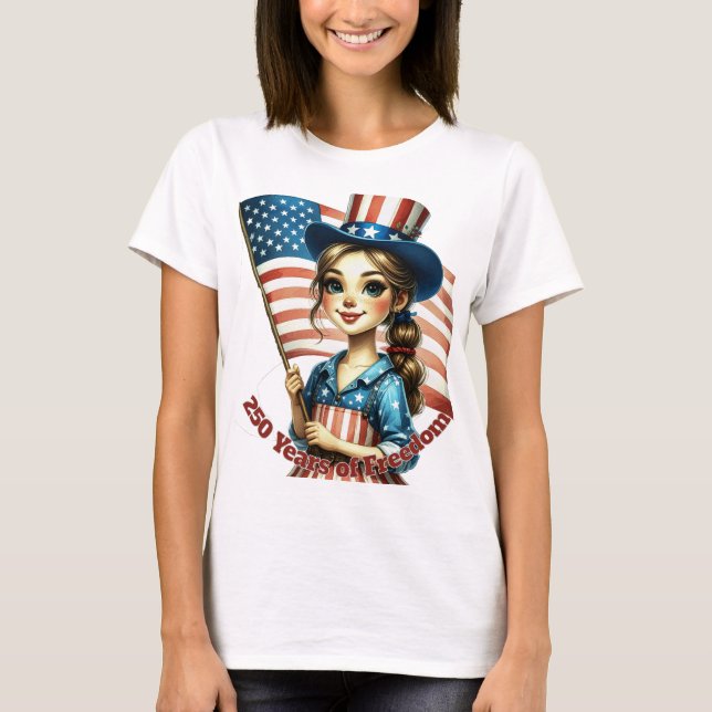 250 år av frihet "Glad nationaldag" T Shirt (Framsida)