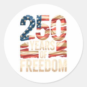 250 år av frihet Patriotisk amerikansk flagga S Runt Klistermärke