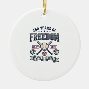 250 år av frihet Patriotisk baseballdesign_1 Julgransprydnad Keramik