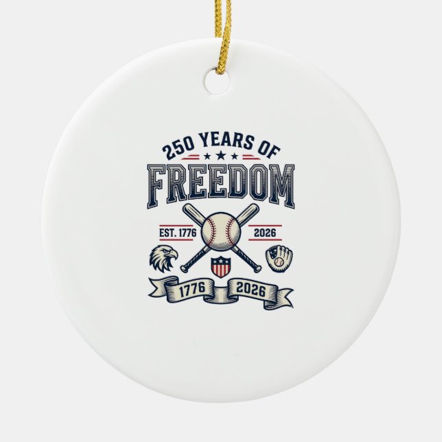 250 år av frihet Patriotisk baseballdesign_1 Julgransprydnad Keramik (Framsidan)