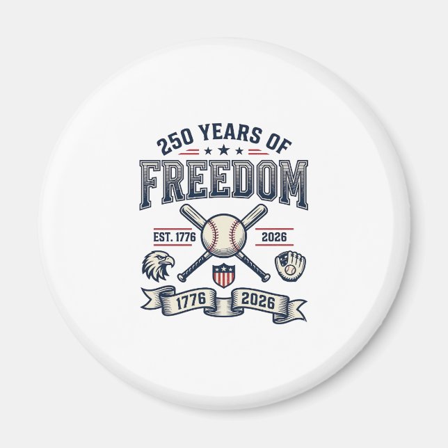 250 år av frihet Patriotisk baseballdesign_1 Magnet (Framsidan)