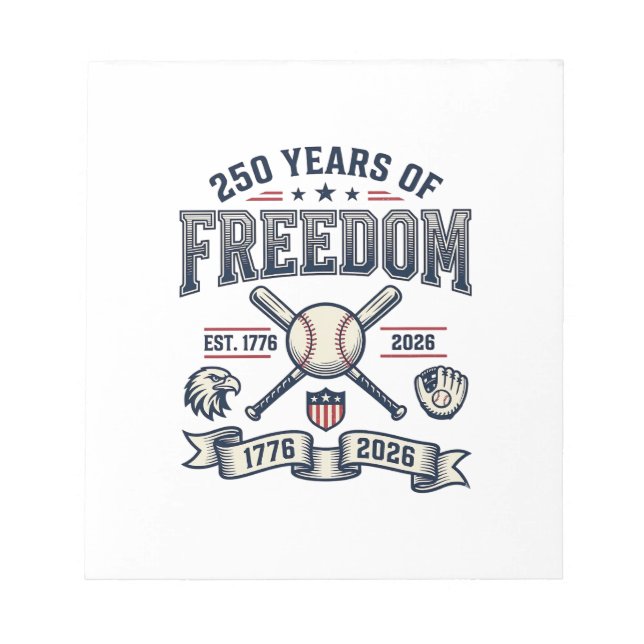 250 år av frihet Patriotisk basebolldesign_1 Anteckningsblock (Framsida)