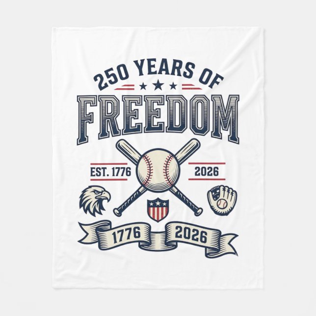 250 år av frihet patriotisk basebolldesign_1 fleecefilt (Framsidan)