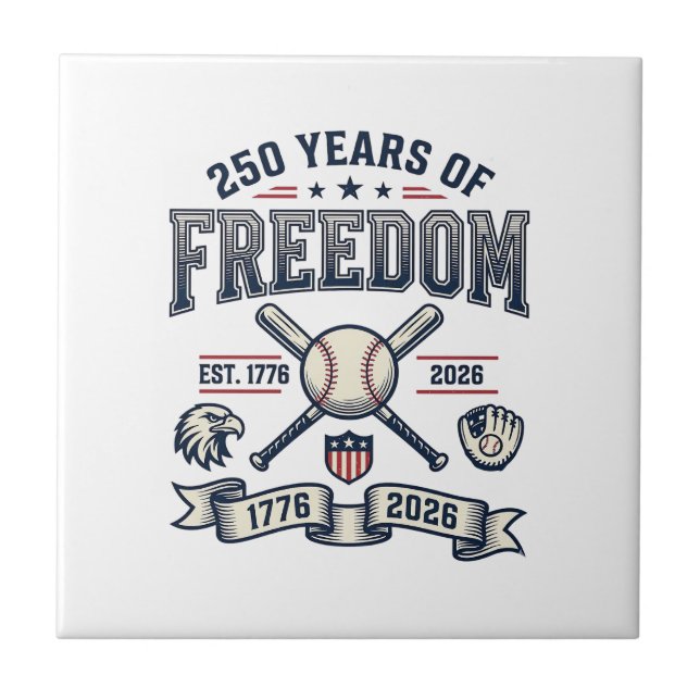 250 år av frihet patriotisk basebolldesign_1 kakelplatta (Framsidan)