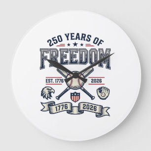 250 år av frihet Patriotisk basebolldesign_1 Stor Klocka