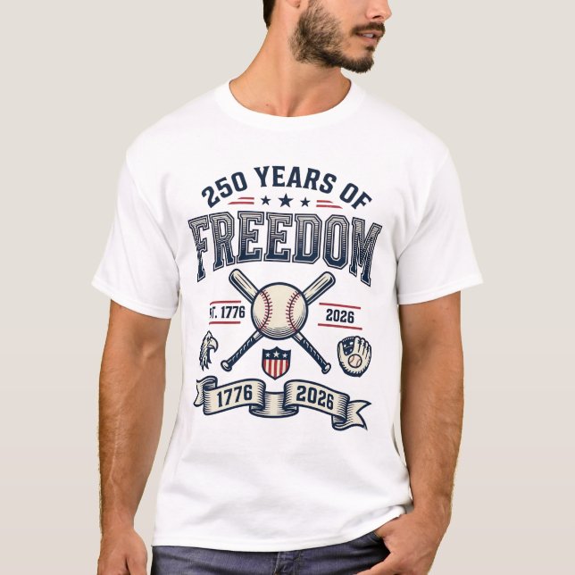 250 år av frihet Patriotisk basebolldesign_1 T Shirt (Framsida)