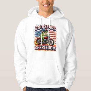 250 år av frihet Patriotisk grodbiker USA Hoodie